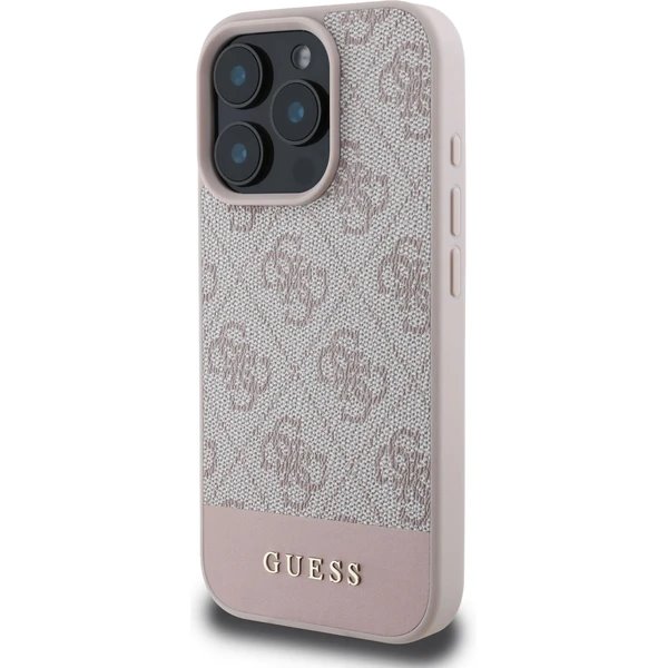 Guess PU 4G Stripe kryt iPhone 16 Pro ružový 