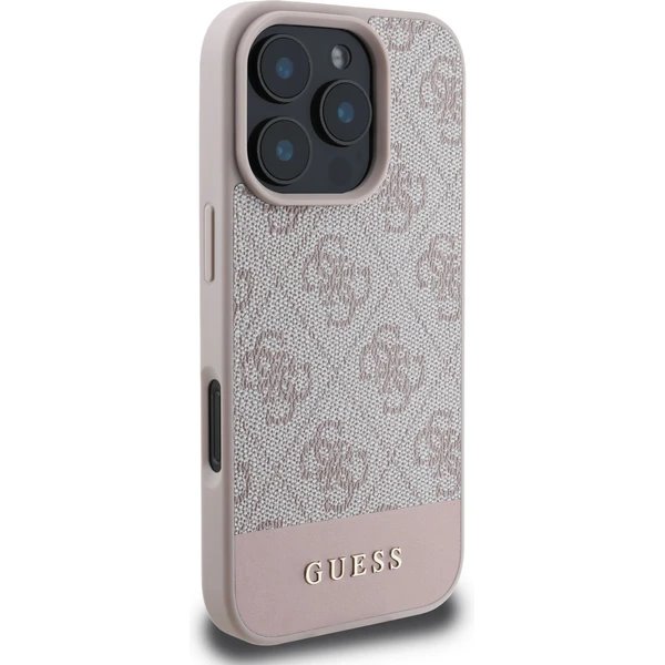 Guess PU 4G Stripe kryt iPhone 16 Pro ružový 