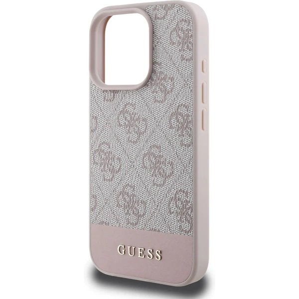 Guess PU 4G Stripe kryt iPhone 16 Pro ružový 