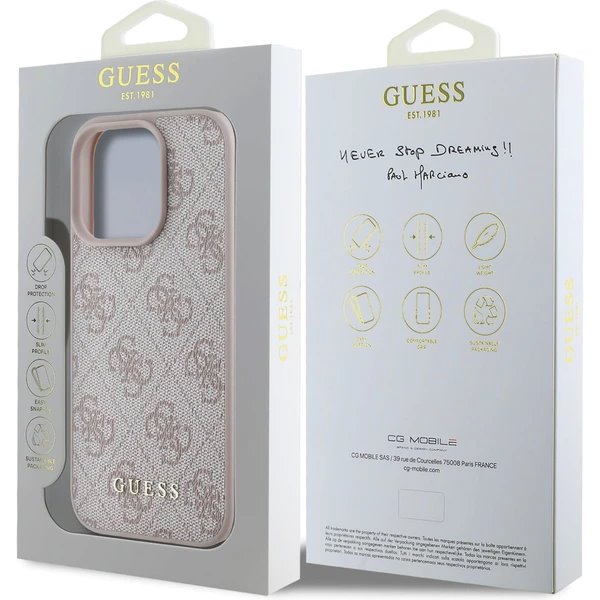 Guess 4G Charm kryt iPhone 16 Pro ružový 