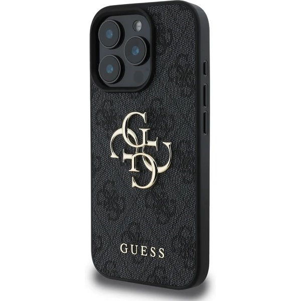 Guess PU 4G Metal Logo kryt iPhone 16 Pro šedý 