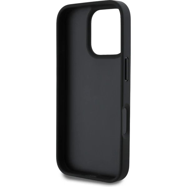 Guess PU 4G Strass Triangle Metal Logo kryt iPhone 16 Pro čierny 