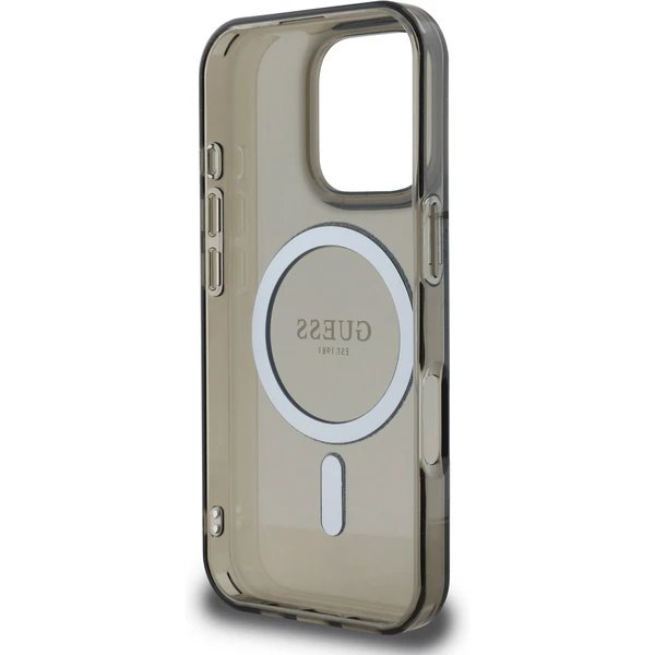 Guess IML Glitter Ring MagSafe kryt iPhone 16 Pro Max čierny 