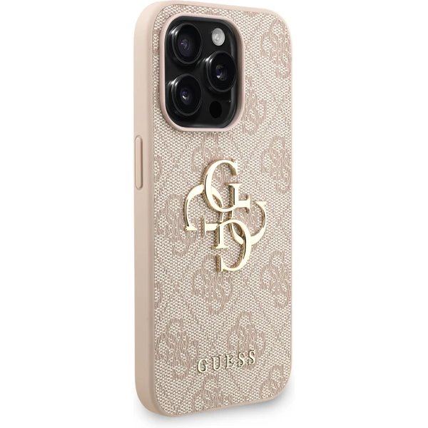 Guess PU 4G Metal Logo Strap kryt iPhone 15 Pro Max ružový 
