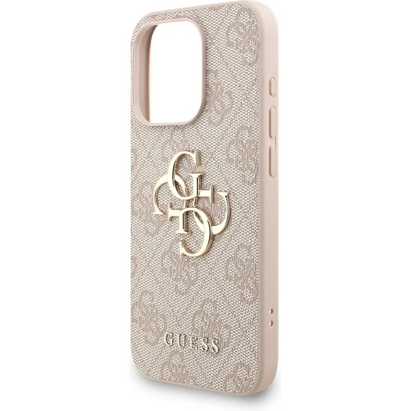 Guess PU 4G Metal Logo Strap kryt iPhone 15 Pro Max ružový 
