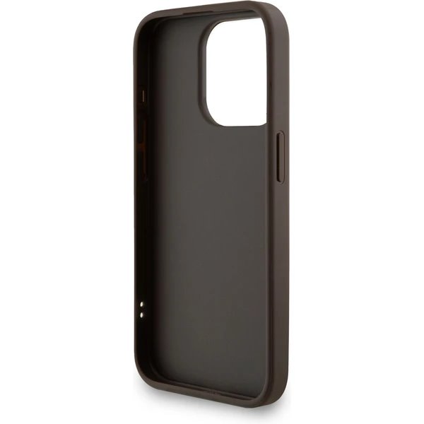 Guess PU 4G Metal Logo Strap kryt iPhone 15 Pro Max hnedý 