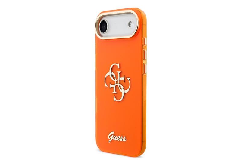 Guess IML 4G Script Metal Logo kryt iPhone Air oranžový 