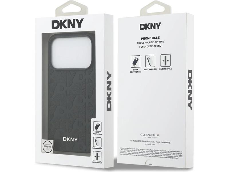 DKNY PU Leather Grid Pattern Magsafe kryt iPhone 17 Pro Max čierny 