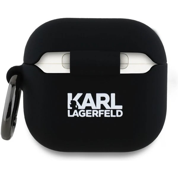 Karl Lagerfeld 3D Logo NFT Choupette Head Silikonové Púzdro pre AirPods 4 čierne 