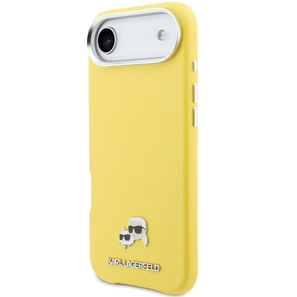 Karl Lagerfeld PU Karl and Choupette Heads Pins MagSafe kryt iPhone Air žltý 
