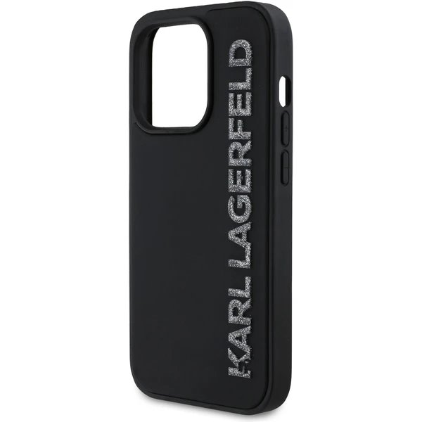 Karl Lagerfeld 3D Rubber Glitter Logo kryt iPhone 13 Pro čierny 