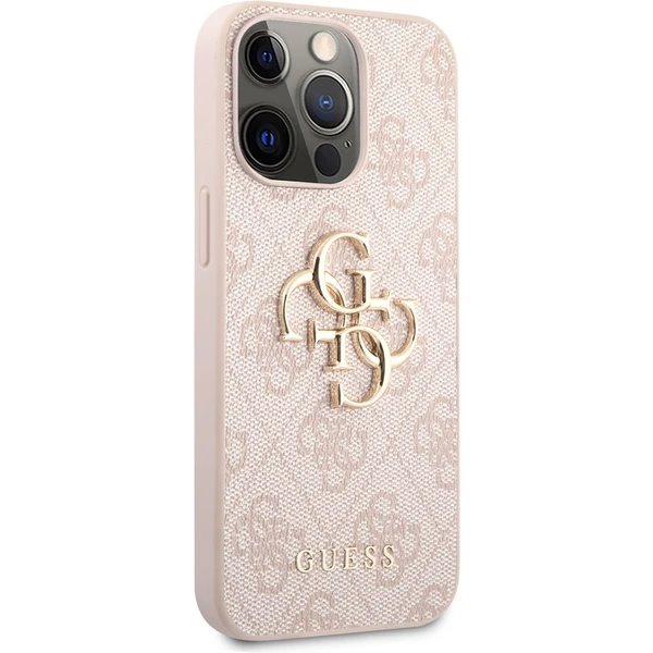 Guess PU 4G Metal Logo kryt iPhone 13 Pro ružový 