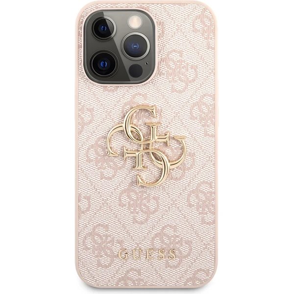 Guess PU 4G Metal Logo kryt iPhone 13 Pro Max ružový 