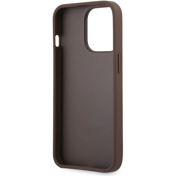 Guess PU 4G Metal Logo kryt iPhone 14 Pro hnedý 