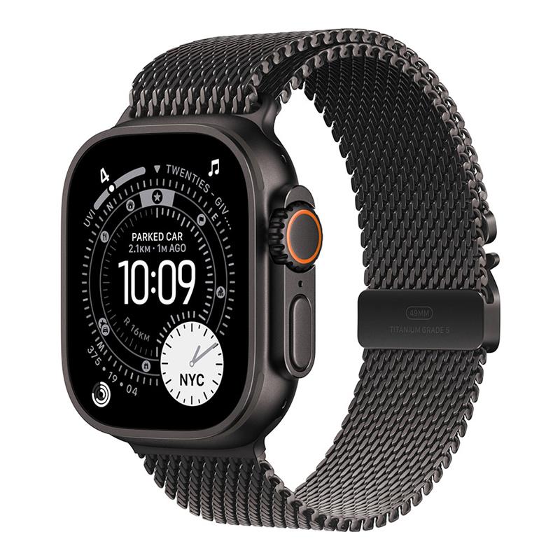 Apple Watch Ultra 3 GPS + Cellular 49mm Čierny titán s čiernym titánovým milánskym ťahom - S *Rozbalený* 