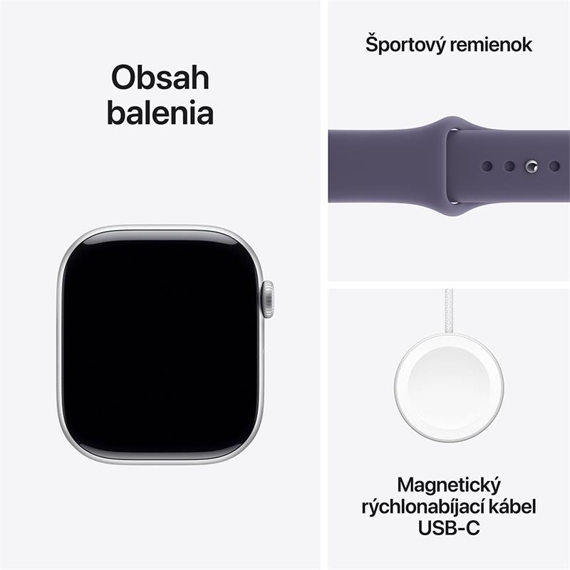 Apple Watch Series 11 GPS 42mm Strieborný hliník s hmlisto fialovým športovým remienkom - S/M *Rozbalený* 