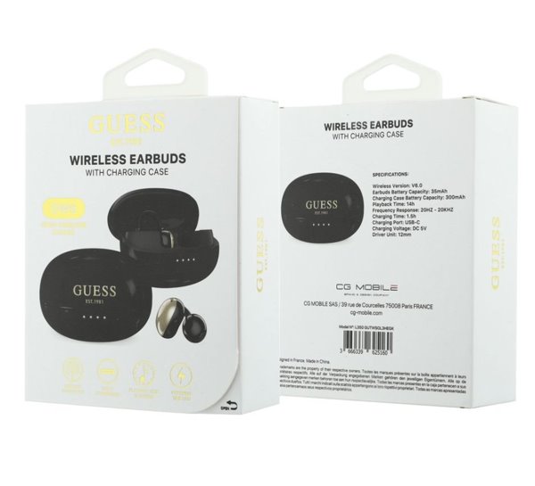 Guess Metallic Finish Classic Logo OWS Bezdrôtové Slúchadlá čierne 
