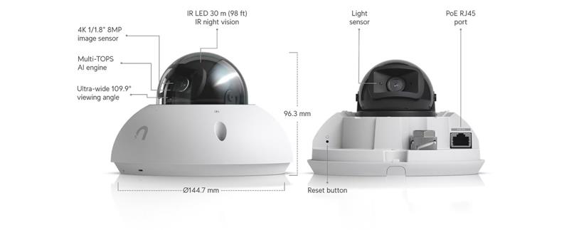 Ubiquiti UniFi Video Camera G6  DOME (8MP, 3864*2160/30sn)  biela 