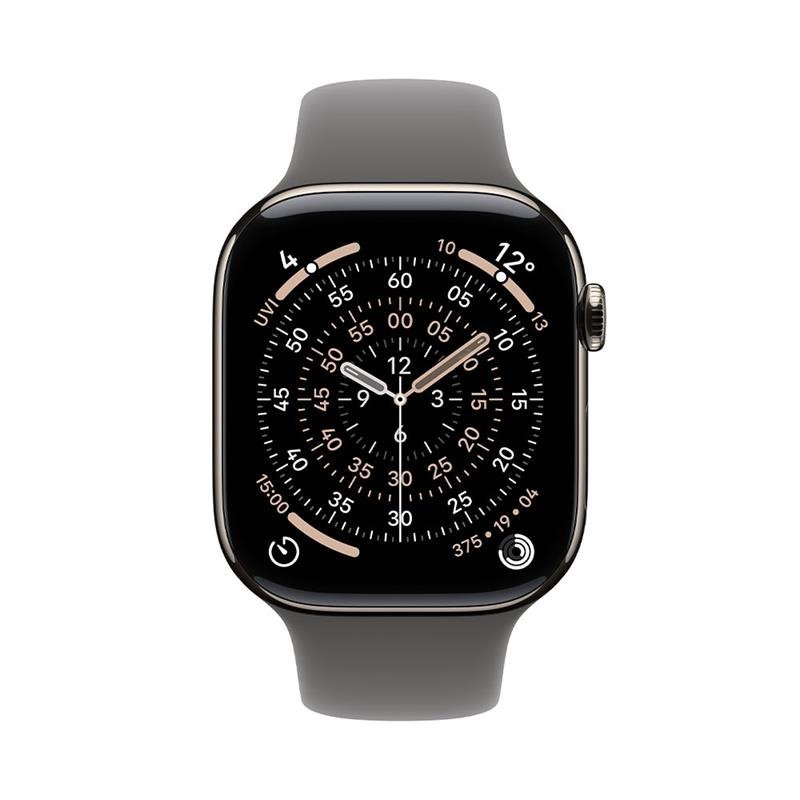 Apple Watch Series 11 GPS + Cellular 42mm Natural Titanium Case with Stone Grey Sport Band - M/L 