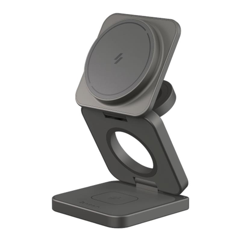 Adam Elements Mag 3 Ultra Qi2 25W 3-in-1 Foldable Charger - Gray 