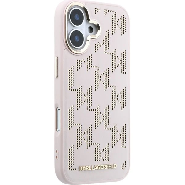 Karl Lagerfeld PU Perforated Monogram MagSafe MagSafe kryt iPhone 17 ružový 