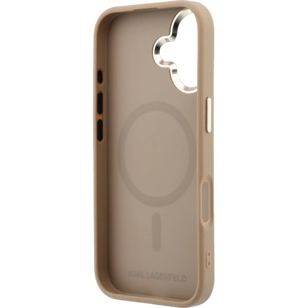 Karl Lagerfeld PU Perforated Gold Dots MagSafe kryt iPhone 17 béžový 