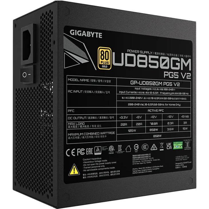 Gigabyte UD850GM PG5 V2 850W 80+ Gold Modular PCIe 5 