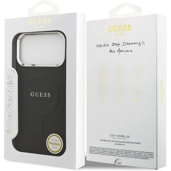 Guess PU Saffiano MagSafe kryt iPhone 17 Pro Max čierny  