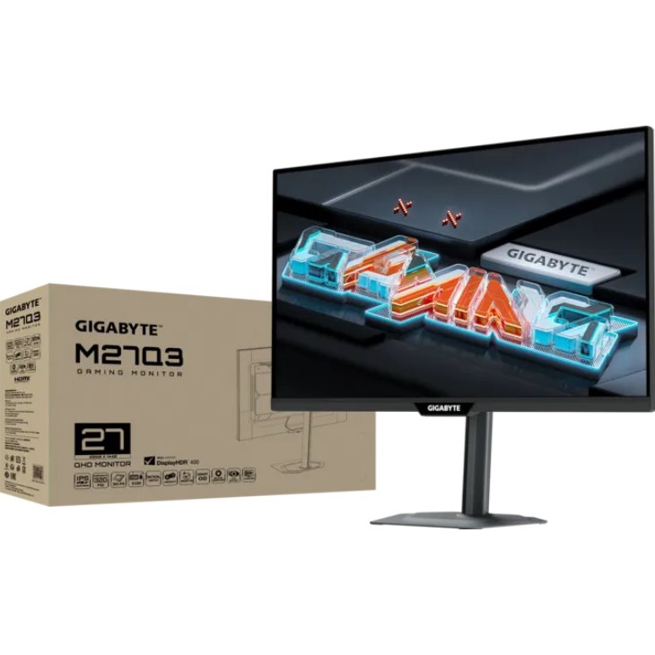 GIGABYTE M27Q3 GAMING Monitor 27" QHD 2560x1440, IPS, 300Hz/ OC 320Hz, 2xHDMI, DP, USB-C,  KVM USB, Pivot 