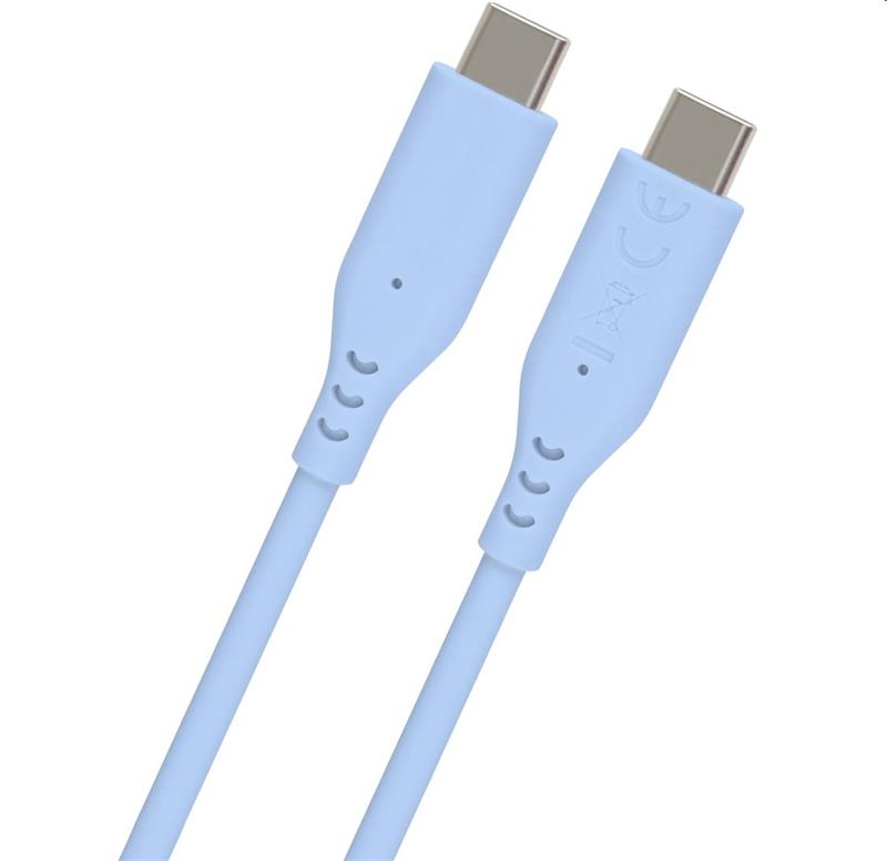 PremiumCord Silikónový kábel USB-C 60W 480Mbps modrý extra mäkký a robustný kábel dlžky 1,5m 