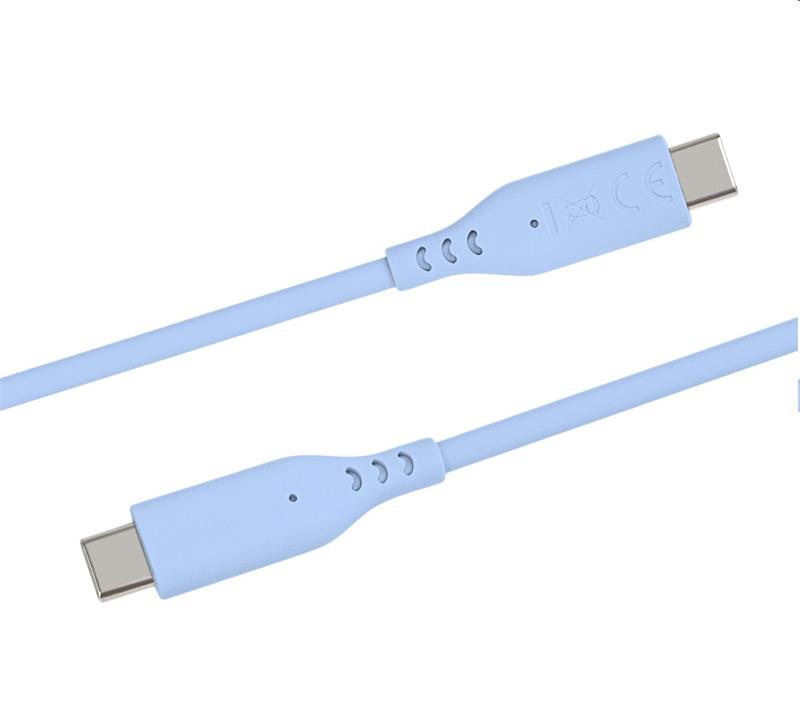 PremiumCord Silikónový kábel USB-C 60W 480Mbps modrý extra mäkký a robustný kábel dlžky 1,5m 