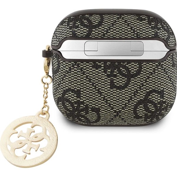 Guess 4G Script PC/PU Charm Púzdro pre AirPods 4 hnedé *Rozbalený* 