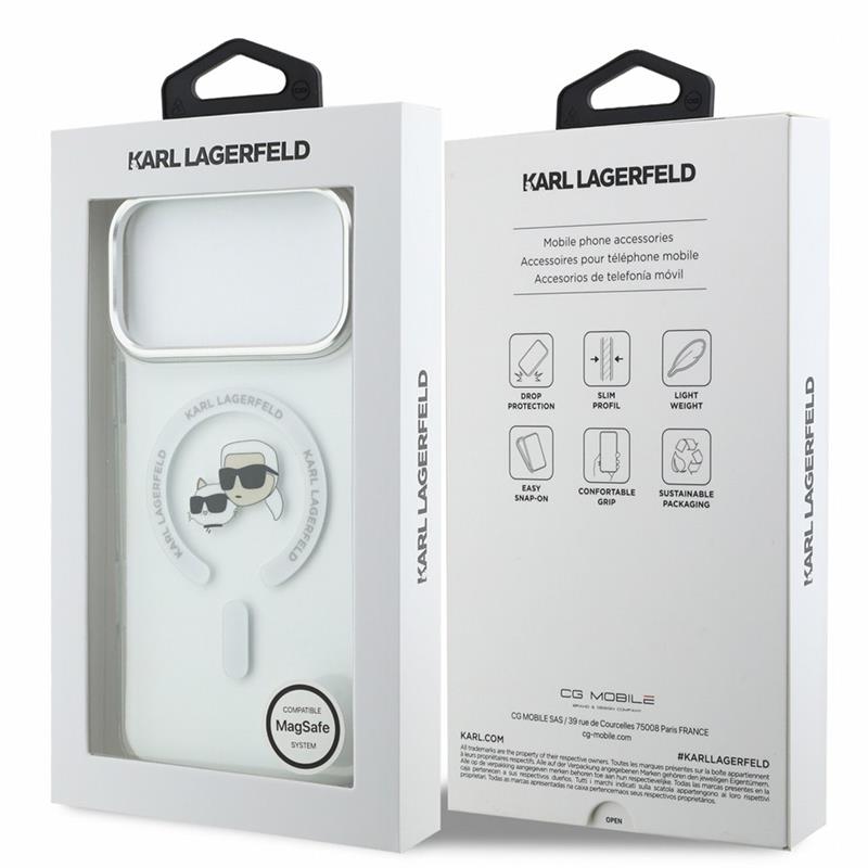 Karl Lagerfeld IML K&CH Heads Metal Frame MagSafe kryt iPhone 18 Pro Max biely 