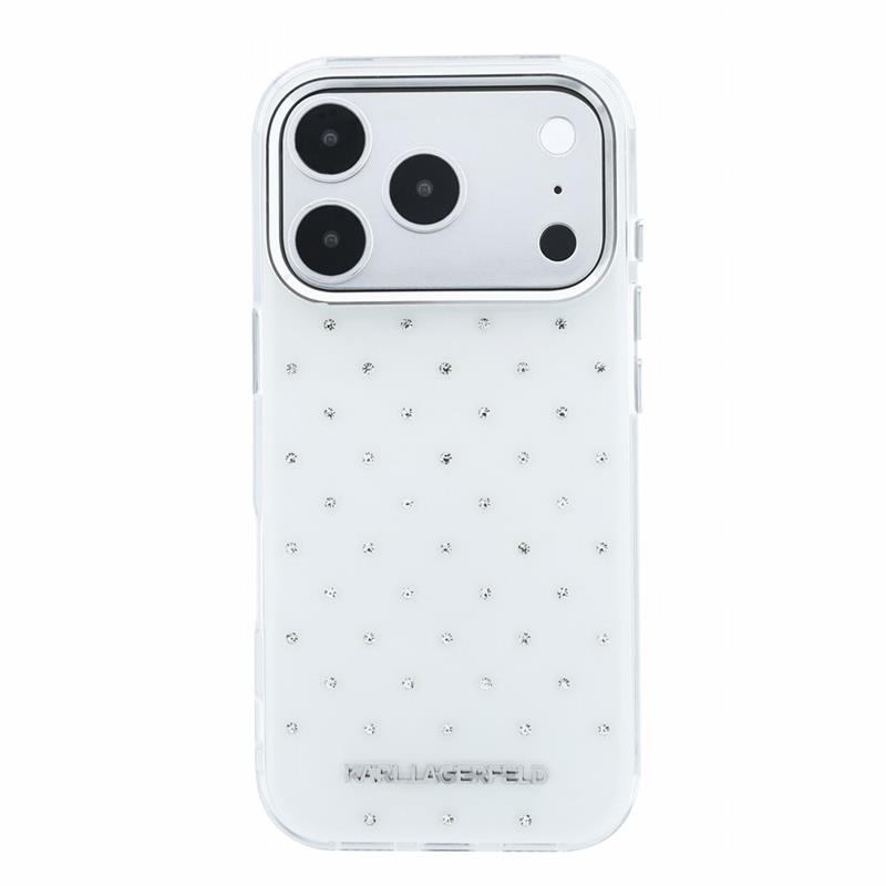 Karl Lagerfeld IML Rhinestones Allover kryt iPhone 18 Pro Max biely 
