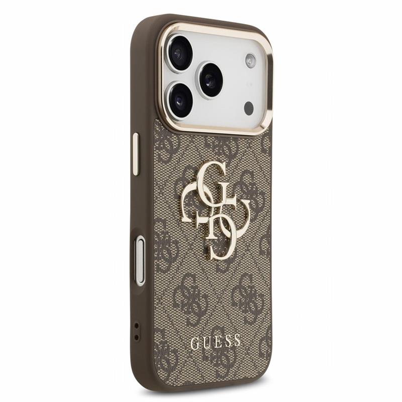 Guess PU 4G Metal Logo Strap kryt iPhone 18 Pro hnedý 