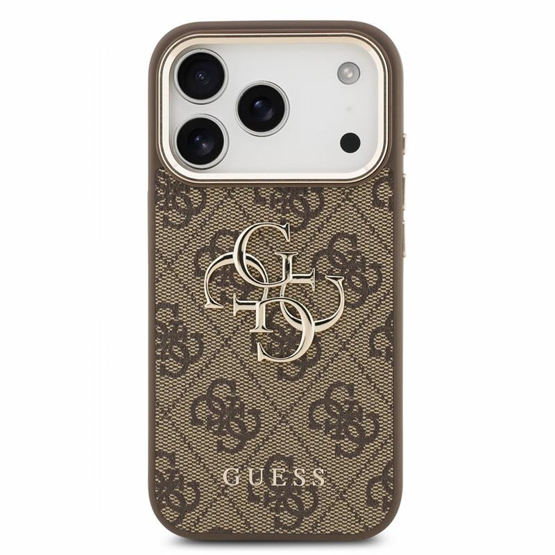 Guess PU 4G Metal Logo Strap kryt iPhone 18 Pro hnedý 