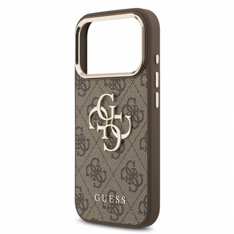 Guess PU 4G Metal Logo Strap kryt iPhone 18 Pro hnedý 