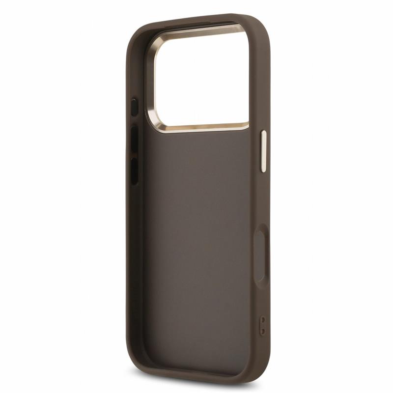 Guess PU 4G Metal Logo Strap kryt iPhone 18 Pro hnedý 