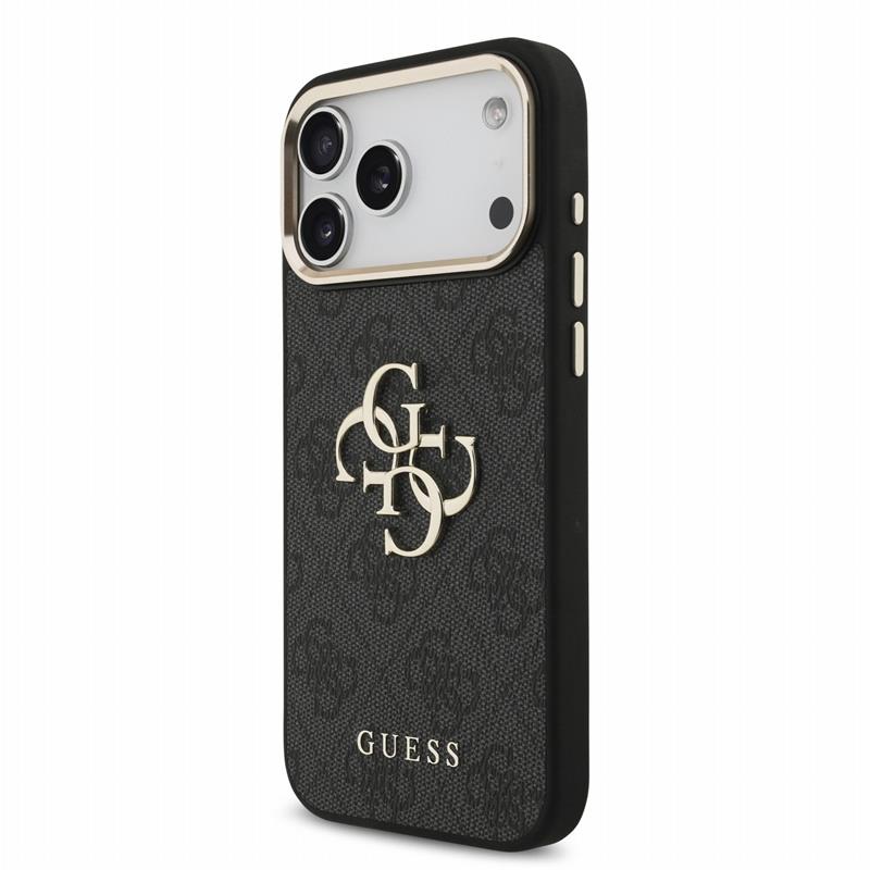 Guess PU 4G Metal Logo Strap kryt iPhone 18 Pro čierny 