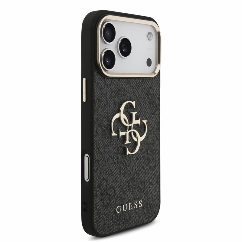 Guess PU 4G Metal Logo Strap kryt iPhone 18 Pro čierny 