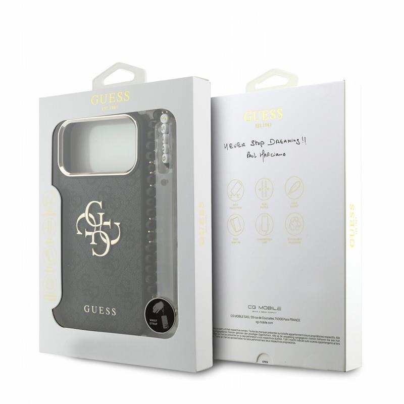 Guess PU 4G Metal Logo Strap kryt iPhone 18 Pro čierny 