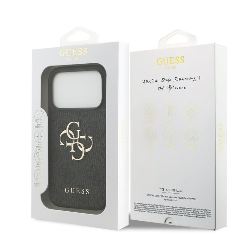 Guess PU 4G Metal Logo kryt iPhone 18 Pro Max šedá 