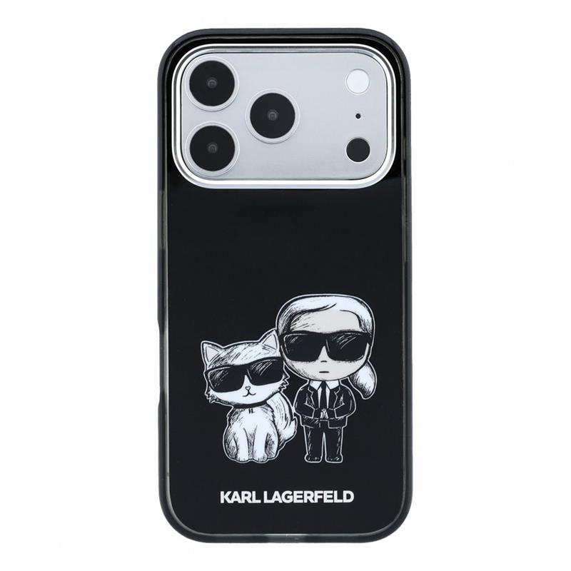 Karl Lagerfeld PU Semi Wrap Smooth Sketch Bodies Magsafe kryt iPhone 18 Pro čierna 