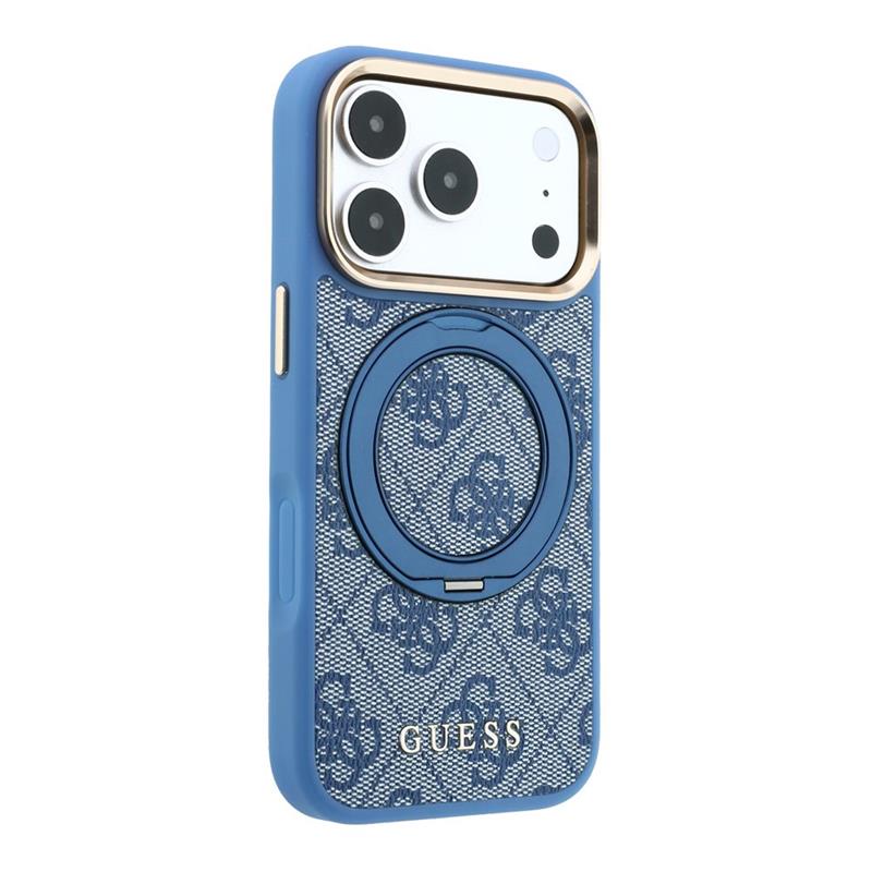 Guess PU 4G Ring Stand MagSafe kryt iPhone 18 Pro modrý 