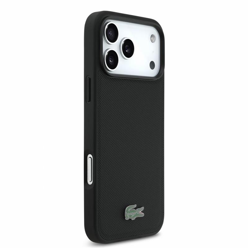 Lacoste PVC Iconic Petit Pique Metal Logo MagSafe kryt iPhone 18 Pro Max čierny 