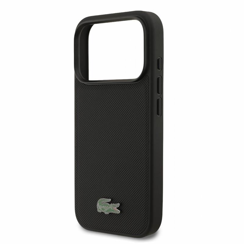 Lacoste PVC Iconic Petit Pique Metal Logo MagSafe kryt iPhone 18 Pro čierny 