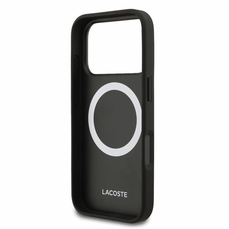 Lacoste PVC Iconic Petit Pique Metal Logo MagSafe kryt iPhone 18 Pro čierny 