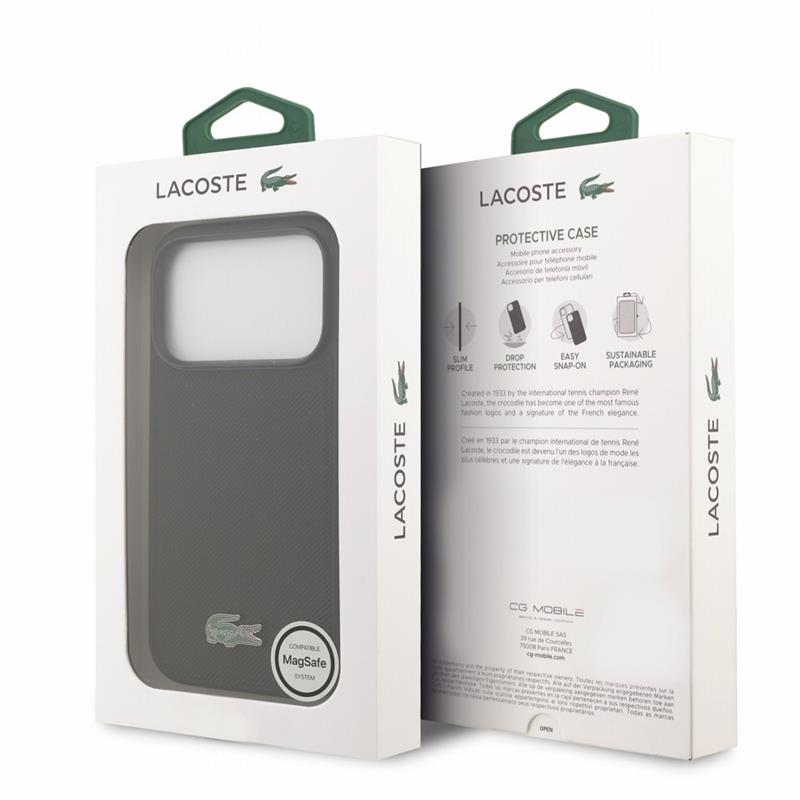 Lacoste PVC Iconic Petit Pique Metal Logo MagSafe kryt iPhone 18 Pro čierny 