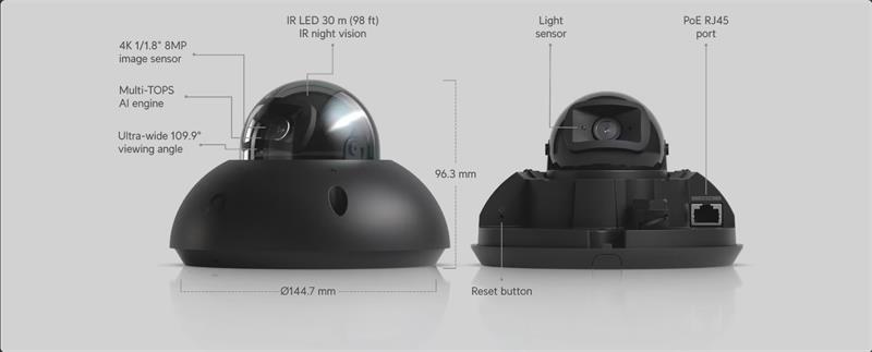 Ubiquiti UniFi Video Camera G6  DOME (8MP, 3864*2160/30sn)  čierna 