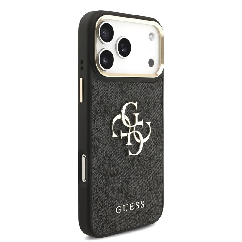 Guess PU Leather 4G Gold Frame MagSafe kryt iPhone 18 Pro čierny 